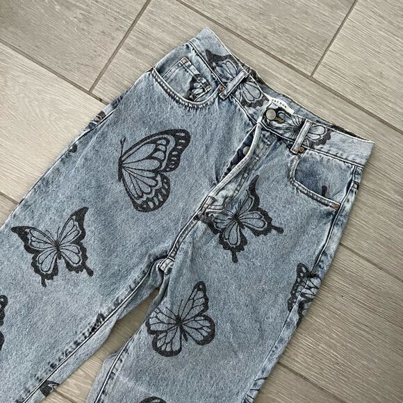 PacSun Eco Butterfly High Waisted Straight Leg Jeans size 26 - Picture 6 of 12
